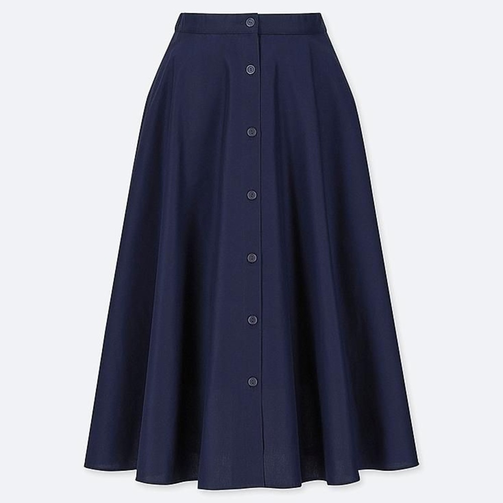 Uniqlo Navy Circle Skirt with Front Buttons